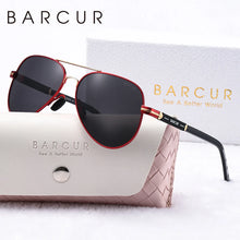 Load image into Gallery viewer, BARCUR Oversize Polarized Sunglasses for Women Trendy Double Beam Design Metal Elliptical Frame with UV400 Protection Fashionable Sun Glasses for Summer Outdoor & Daily Wear