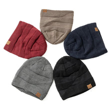 Load image into Gallery viewer, New Unisex Slouchy Winter Hats Add Fur Lined Men And Women Warm Beanie Cap Casual Label Decor Winter Knitted Hats