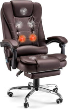 Load image into Gallery viewer, Office Chair with 7 Point Vibrating Massage&Heat Functions, Ergonomic Recliner Chair w/Footrest PU Leather Wide Computer Desk Ch