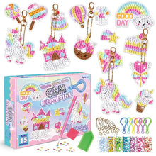 Load image into Gallery viewer, Children's Unicorn Diamond Painting Kit - DIY Keychain Sticker Art for Girls
