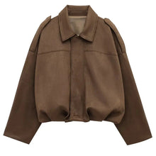 Load image into Gallery viewer, Women’s Suede Bomber Jacket – Cropped Racing Style
