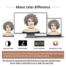 Load image into Gallery viewer, Short Curly Wigs for Women Synthetic Hair Grey Wig with Side Bangs Ombre Color Gray Wigs for Lady Dress Up Costume Party Cosplay