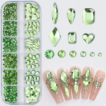 Load image into Gallery viewer, 180pcs AB Flatback Glass Nail Rhinestones - Multi-Shape Gems for DIY Nail Art