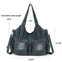 Load image into Gallery viewer, iPinee Women's Denim Bag Y2K Vintage Blue Jean Purse and Handbags Crossbody Shoulder Wallet Large Capacity