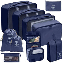 Load image into Gallery viewer, 7/8/9/10 Pcs Travel Organizer Packing Cubes – Lightweight Polyester Luggage Storage Bags for Clothes, Shoes, and Accessories