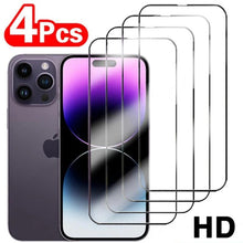 Load image into Gallery viewer, 4Pcs Full Cover Screen Protectors for IPhone 13 11 12 Pro Max Mini 13Pro 11Pro 14 PRO XS MAX X XR SE 6S 8 7 Plus Tempered Glass Ultra Clear Tempered Glass Case Friendly Easy to Install Screen Protector