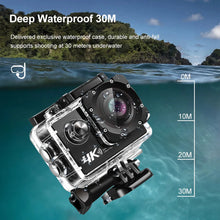 Load image into Gallery viewer, 4K Action Camera A1 Ultra HD WiFi 12MP 2" LCD 30M Waterproof 170D Remote Control Helmet Bicycle Video Camera Outdoor Sport Cam
