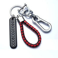 Load image into Gallery viewer, Trendy DIY Mobile Phone Number Plate Pendant Keychain for Men Punk Simple Woven Leather Rope Anti-lost Car Key Chain Accessories