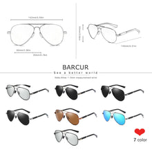 Load image into Gallery viewer, BARCUR Sunglasses Retro Chic Men Fashion Oversized Pilot Style Sunglasses with Mirrored TAC Lenses Durable Stainless Steel Frame for Hiking Outdoor Sports and Sun Protection for Summer