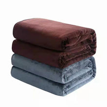 Load image into Gallery viewer, 230GSM Coral Fleece Flannel Blankets For Beds Solid Blue Pink Soft Warm Thin Bedspread Sofa Cover Faux Fur Plaid Blanket