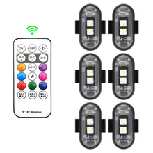 Load image into Gallery viewer, 1-6PCS Wireless LED Drone Strobe Light for Motorcycle Car Bike Remote Control Warning Light Indicator Light USB Charging 8Colors