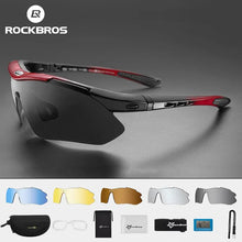 Load image into Gallery viewer, ROCKBROS Polarized Sports Men Sunglasses Road Cycling Glasses Mountain Bike Bicycle Riding Protection Goggles Eyewear 5 Lens