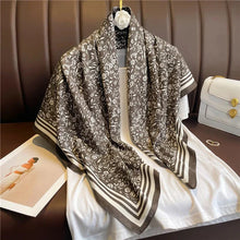 Load image into Gallery viewer, 90x90cm Square Silk-Feel Scarf – Luxury Women’s Shawl & Head Wrap