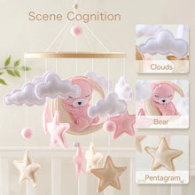 Load image into Gallery viewer, Crib Mobile Rattle Wooden Baby Bell with Felt Cartoon Bear Toys
