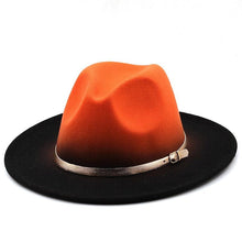 Load image into Gallery viewer, Two Colors Spray Painted Wool Jazz Hat Fedora Unisex Color Autumn Winter Retro Hat Two Tone Dress Hat 56-58CM