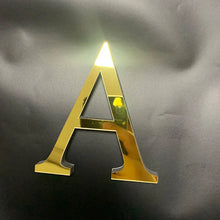 Load image into Gallery viewer, Gold Mirror 3D Letter Wall Stickers – Acrylic Peel & Stick Decor
