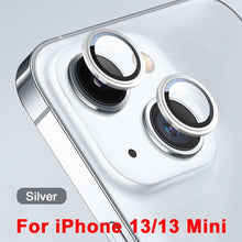 Load image into Gallery viewer, 3D Protective Glass Camera Protector Cover For iPhone 13 Pro Max i Phone 13Pro 13 Mini Rear Lens Metal Ring Protect Camera Lens Case Individual Metal Scratch Resistant HD Clear Case Tempered Glass Camera Case