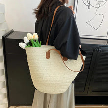 Load image into Gallery viewer, Women’s Straw Woven Shoulder Bag – Large Capacity Summer Beach Tote