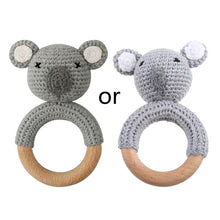 Load image into Gallery viewer, BPA Free Baby Wooden Teether Crochet Rattle Toy for Newborns