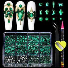 Load image into Gallery viewer, 12 Grid Diamond Jewelry Set for Nail Art - Luxe Rhinestone Decorations