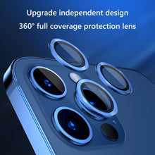 Load image into Gallery viewer, 3pcs Camera Lens Full Cover Anti-scratch HD Protective Glass Film Camera Lens Screen Protector for iPhone 14 Pro/14 Pro Max amera Lenses Glass with Aluminium Edge Compatible with iPhone