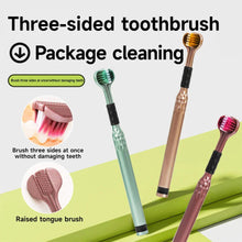 Load image into Gallery viewer, 3-Sided Toothbrush for Adults - Soft Bristles, Tongue Cleaner, 2-Pack