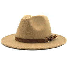 Load image into Gallery viewer, New Adjustable Unisex Wool Fedora Hat Luxury Wide Brim Fedora Floppy Hat Gentleman Elegant Winter Autumn Wide Comfortable Soft Hat Outdoor Wide Brim Hat With Strap