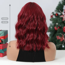 Load image into Gallery viewer, Short Wavy Wine Red Synthetic Wigs for Women Curly Lolita Wigs With Bangs Shoulder Length Wigs Natural Looking Daily Cosplay
