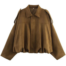 Load image into Gallery viewer, Women’s Suede Bomber Jacket – Cropped Racing Style