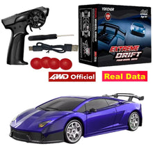 Load image into Gallery viewer, 4WD RC Drift Racing Car - 1/43 Mini High-Speed Electric Car with Gyroscope, Realistic Lights, Remote Control Toy for Kids & Adults