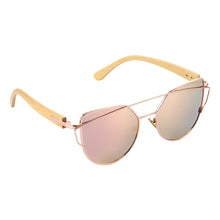 Load image into Gallery viewer, BARCUR Luxury High-Quality UV400 Women’s Polarized Sunglasses Cat Eye Bamboo Foot Frame Mirrored Lenses Presented in a White Gift Box for Summer
