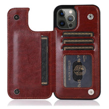 Load image into Gallery viewer, Wallet Stand Cover Flip Leather Case For iPhone 14 Pro Max 13 Pro Max 12 Pro Max 11 Pro Max Soft PU Leather Card Case With Kickstand Slim Double Magnetic Clasp Protective Cover