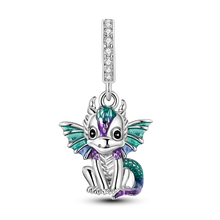 Load image into Gallery viewer, 925 Sterling Silver Pink Butterfly & Luminous Firefly Charm – Dangle Bead for Bracelet or Necklace | Elegant DIY Jewelry Gift for Women