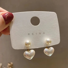 Load image into Gallery viewer, Love Heart Pearl Drop Earrings – Sweet Elegant Jewelry for Women