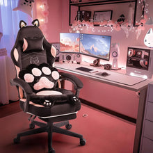 Load image into Gallery viewer, Gaming Chair, Cute with Cat Ears Paw Lumbar and Cushion,Ergonomic Computer Chair with Footrest, Reclining, Computer Chair