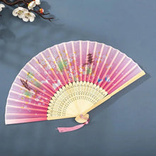 Load image into Gallery viewer, Hand Fan Foldable Silk Fan Noodles Bamboo Fan Bones Halloween Cosplay Prop Christmas Wedding Decoration Party Gifts Art Crafts