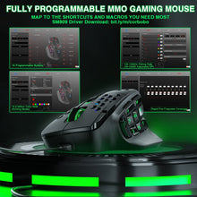 Load image into Gallery viewer, SOLAKAKA SM809 Wired Gaming Mouse 16 Side Buttons 22800 DPI Programmable Macro MMO Mouse Gamer PAW3311 Honeycomb Ergonomic RGB