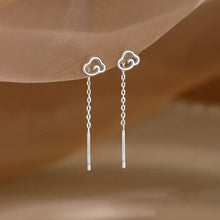 Load image into Gallery viewer, Long Tassel Heart Drop Earrings – Gold & Silver Korean Fashion Jewelry