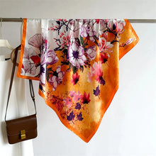 Load image into Gallery viewer, 90x90cm Square Silk-Feel Scarf – Luxury Women’s Shawl & Head Wrap