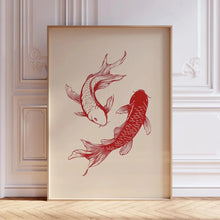 Load image into Gallery viewer, Japanese Red Koi Fish Canvas Wall Art Minimalist Poster