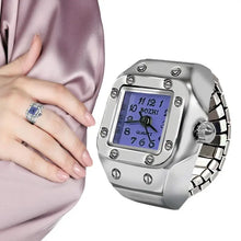 Load image into Gallery viewer, Vintage Punk Finger Watch Mini Elastic Strap Alloy Watches Couple Rings Jewelry Clock Retro Roman Quartz Watch Ring Women Girls
