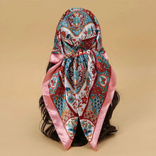 Load image into Gallery viewer, Satin Square Scarf β Elegant 2025 Print Hijab, Shawl & Hair Wrap