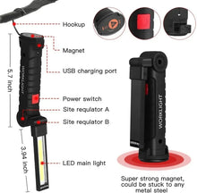 Load image into Gallery viewer, 1pc COB LED Work Light Dimmable USB Rechargeable LED Flashlight Inspection Lamp With Magnet&Hook 14500/18650 Battery Torch light