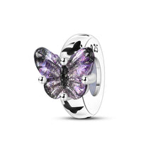 Load image into Gallery viewer, 100% 925 Sterling Silver Rainbow Zircon Butterfly Dragon Silicone Stopper Charms - Colorful Beads for DIY Bracelets, Customizable Jewelry for All Occasions