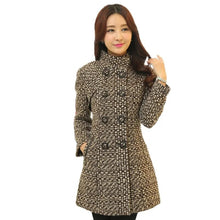 Load image into Gallery viewer, New Women's Wool Blends Coat Winter 2023 Autumn Fashion Elegant Mother Turtleneck Plaid Slim Long Tweed Woolen Outerwear Female