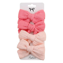Load image into Gallery viewer, 4Pcs Baby Bows Hair Clips Cotton Linen Hairpins for Girls