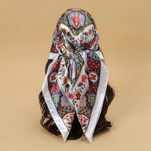 Load image into Gallery viewer, Satin Square Scarf β Elegant 2025 Print Hijab, Shawl & Hair Wrap