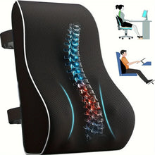 Load image into Gallery viewer, Ergonomic Memory Foam Lumbar Support Cushion – Back Pillow for Office Chair, Car, and Home Use