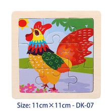 Load image into Gallery viewer, 11cm/4.33in Kids Wooden Jigsaw Puzzle Games Cartoon Animal Vehicle Pattern Children Montessori Educational Toys