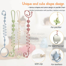 Load image into Gallery viewer, 4PCS Adjustable Silicone Pacifier Chain Set | Safe Teether Toys for Baby Crib, High Chair & Gift Set – Beige